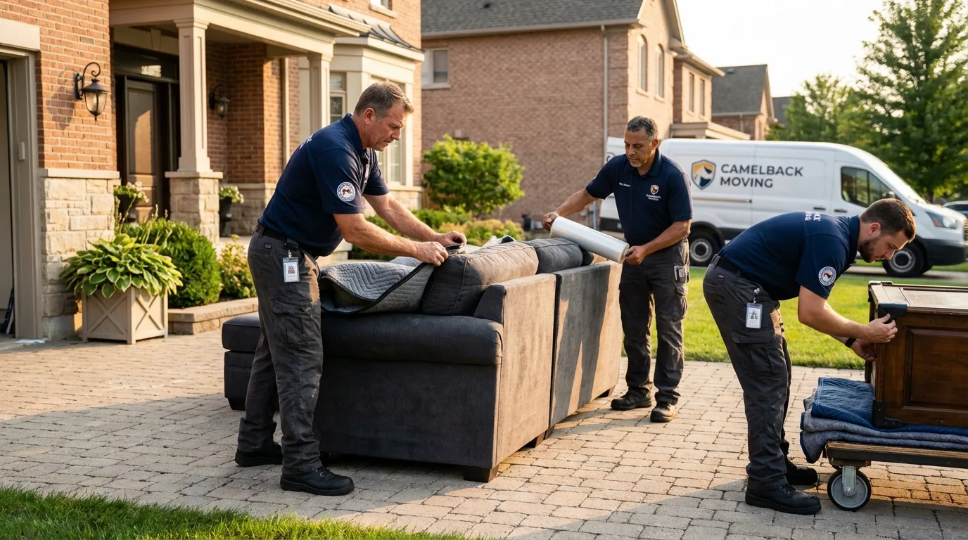 Large estate moving crew wrapping furniture in Gilberts, IL